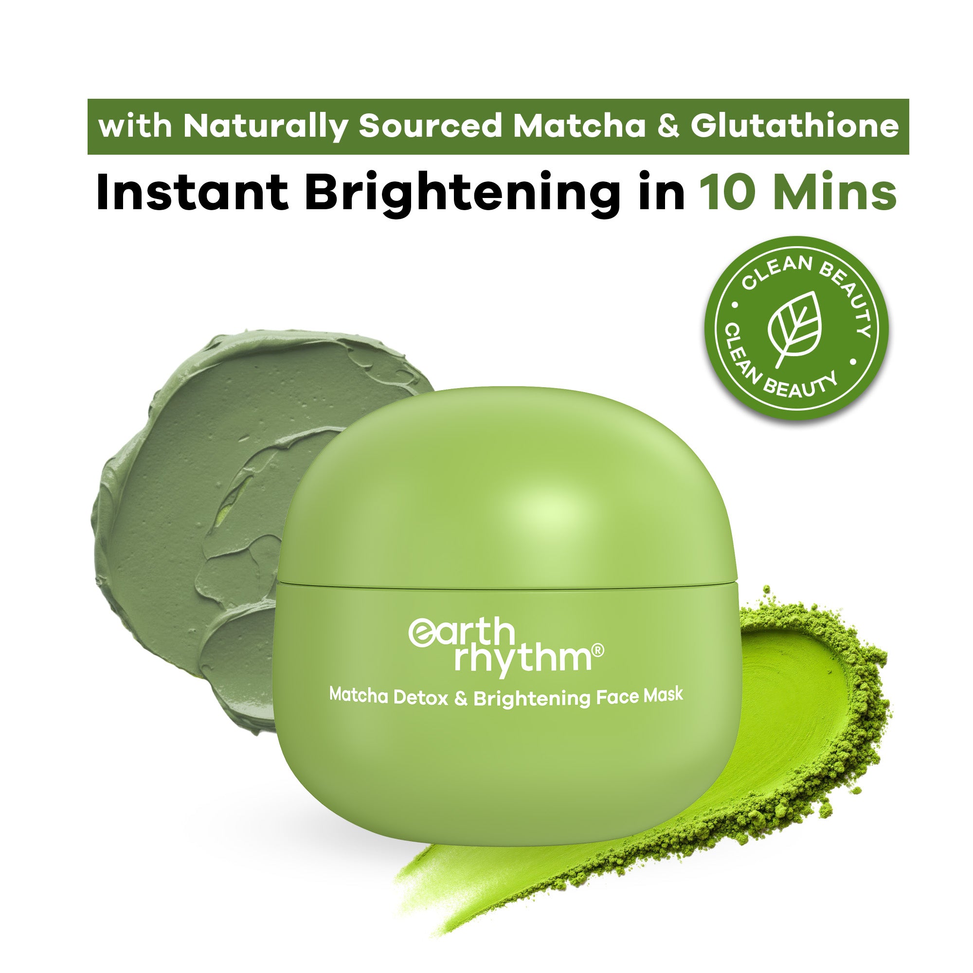 Matcha Face Mask Brightens & Detoxifies Skin with Matcha Green Tea & Glutathione-50g