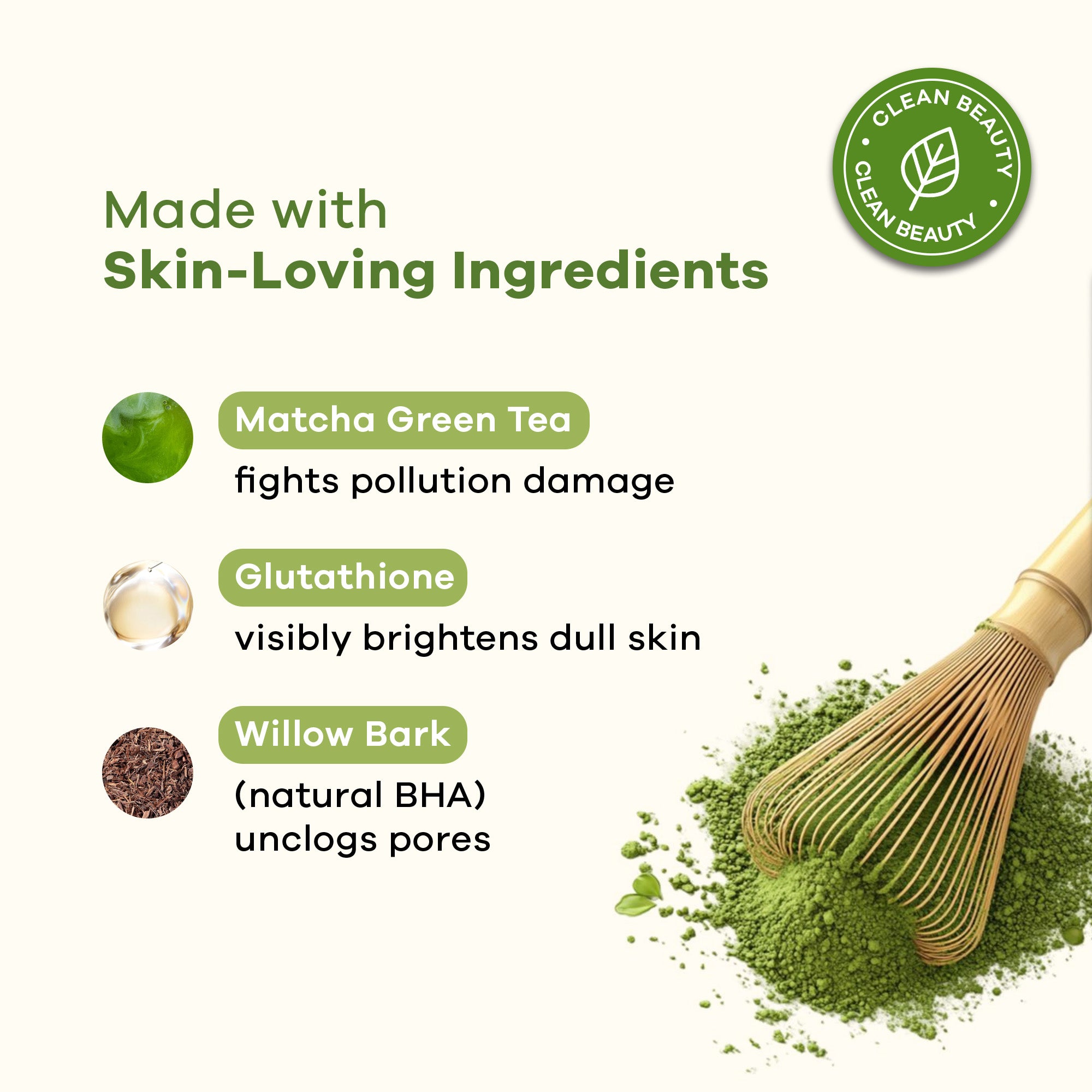 Matcha Face Mask Brightens & Detoxifies Skin with Matcha Green Tea & Glutathione-50g