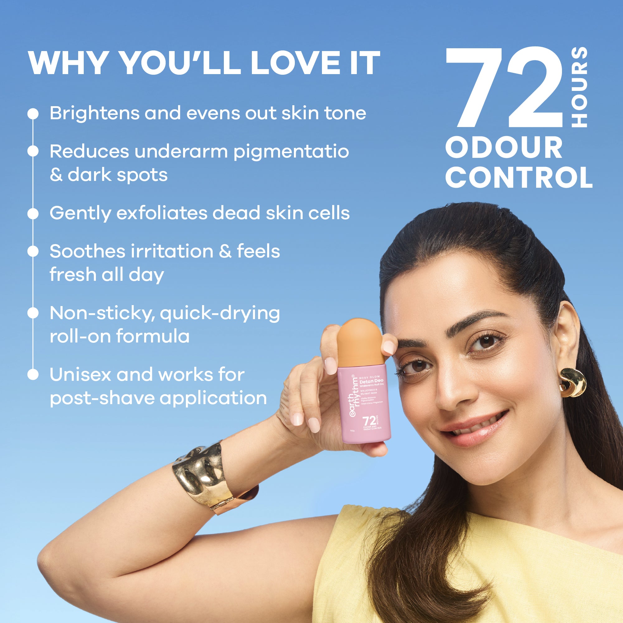 5% Fruit AHA I Detan Underarm Roll on I Visibly reduces Pigmentation I Citrus Fresh I No Aluminium I No Paraben I 50ml