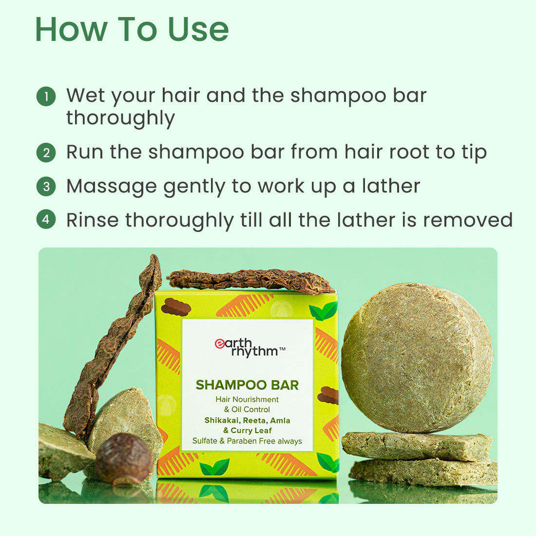HAIR NOURISHMENT SHAMPOO BAR WITH SHIKAKAI, REETA, AMLA & CURRY LEAF (PACK OF 2)