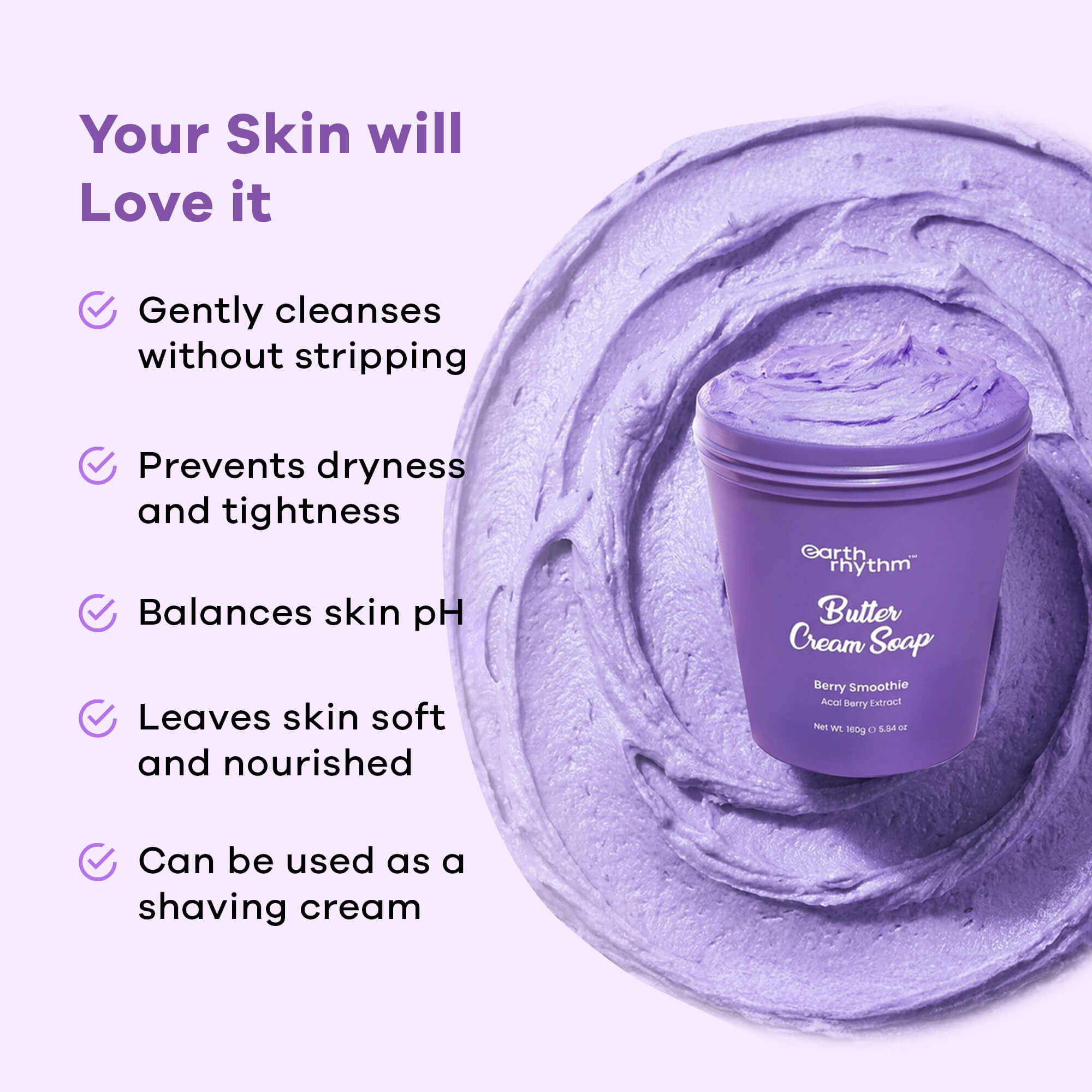 BERRY SMOOTHIE BUTTER CREAM SOAP - 160 gm