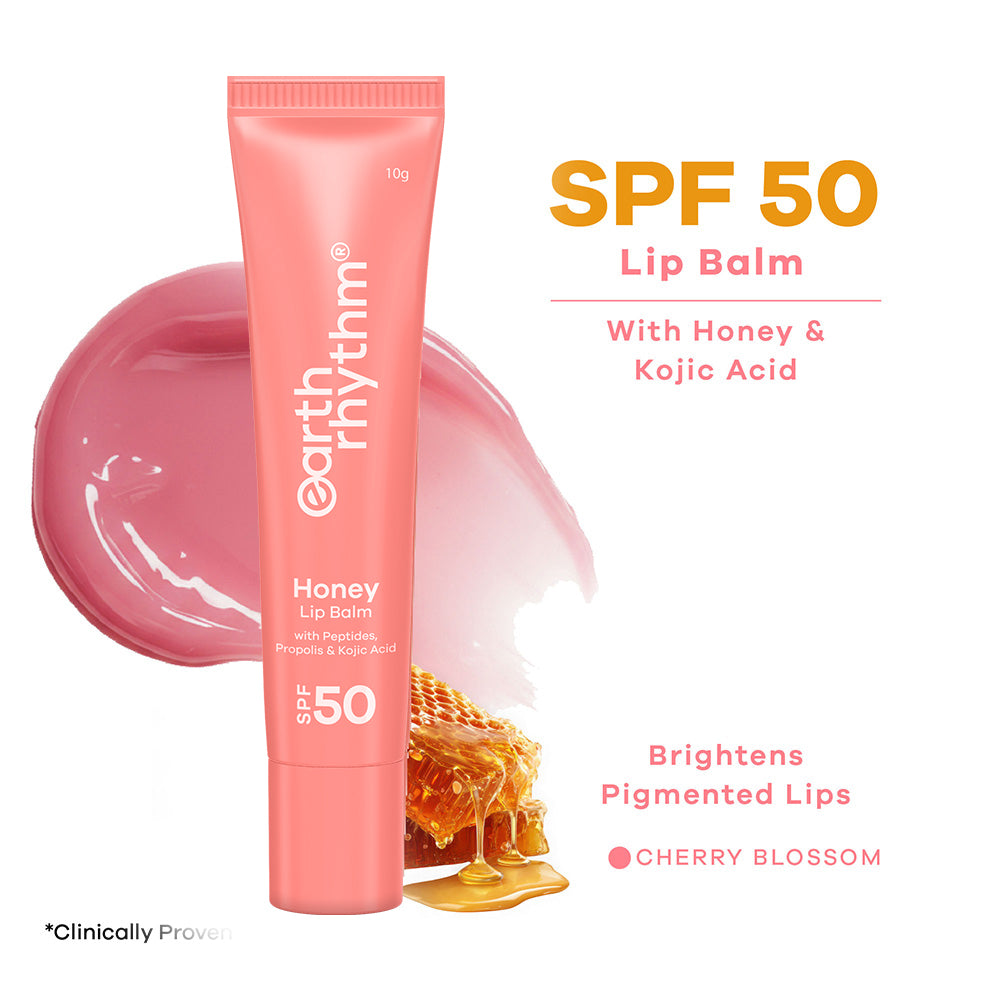 Honey Lip Balm SPF 50 Brightens Lips with Propolis,Peptides & Kojic Acid- 10 gm
