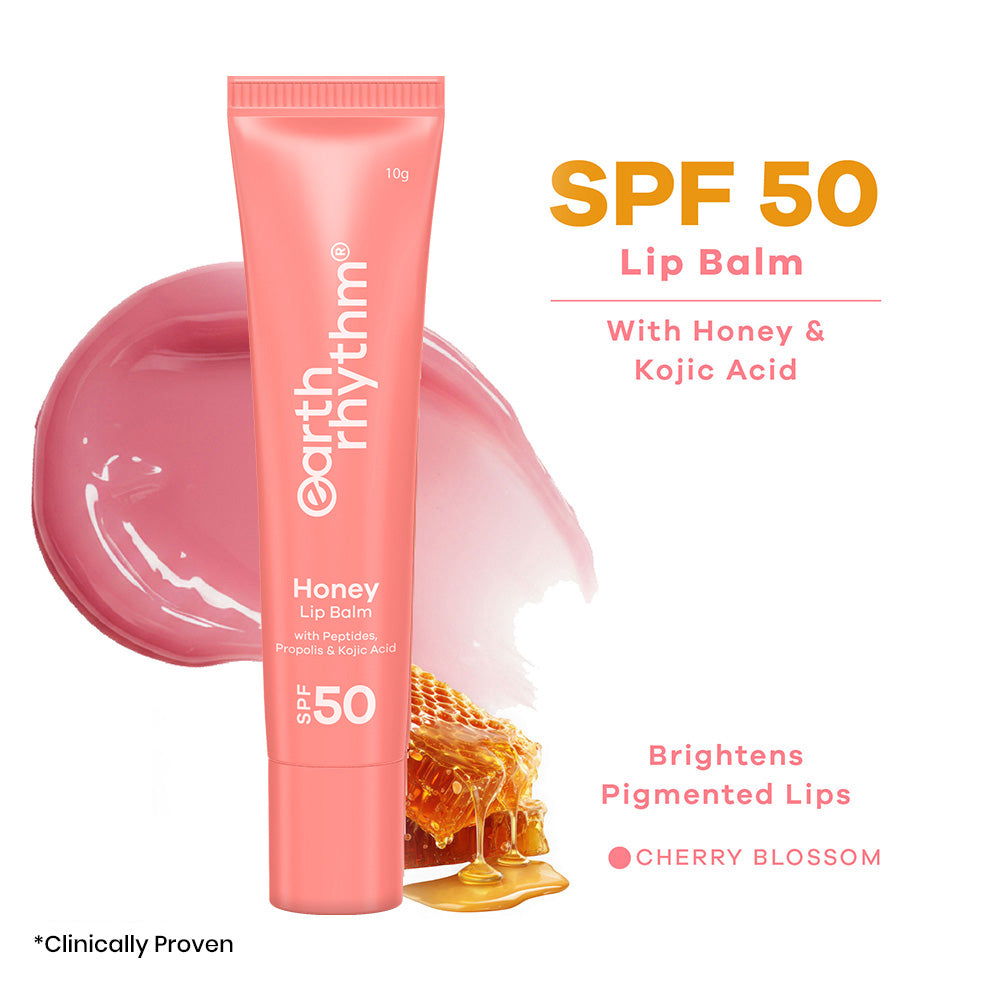 Honey Lip Balm SPF 50 Brightens Lips with Propolis,Peptides & Kojic Acid- 10 gm