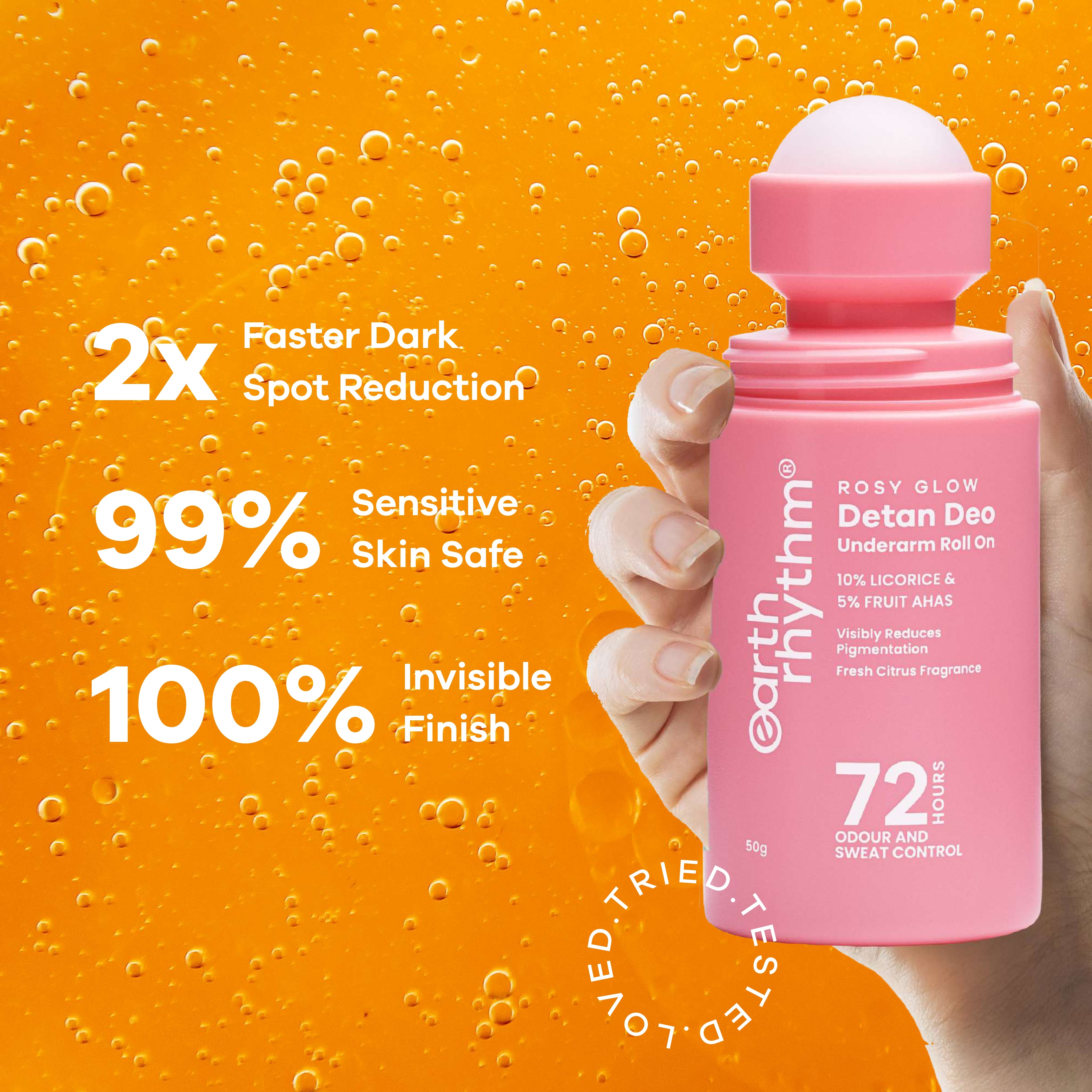 5% Fruit AHA I Detan Underarm Roll on I Visibly reduces Pigmentation I Citrus Fresh I No Aluminium I No Paraben I 50ml