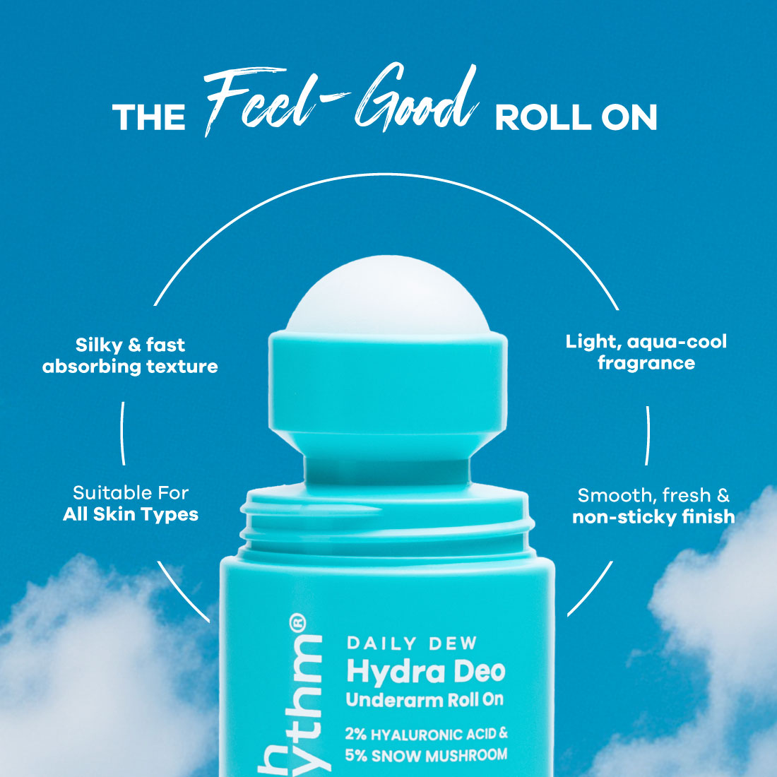 2% HA I Aqua Fresh Cooling Underarm roll on I No Aluminium I No Paraben I 50ml