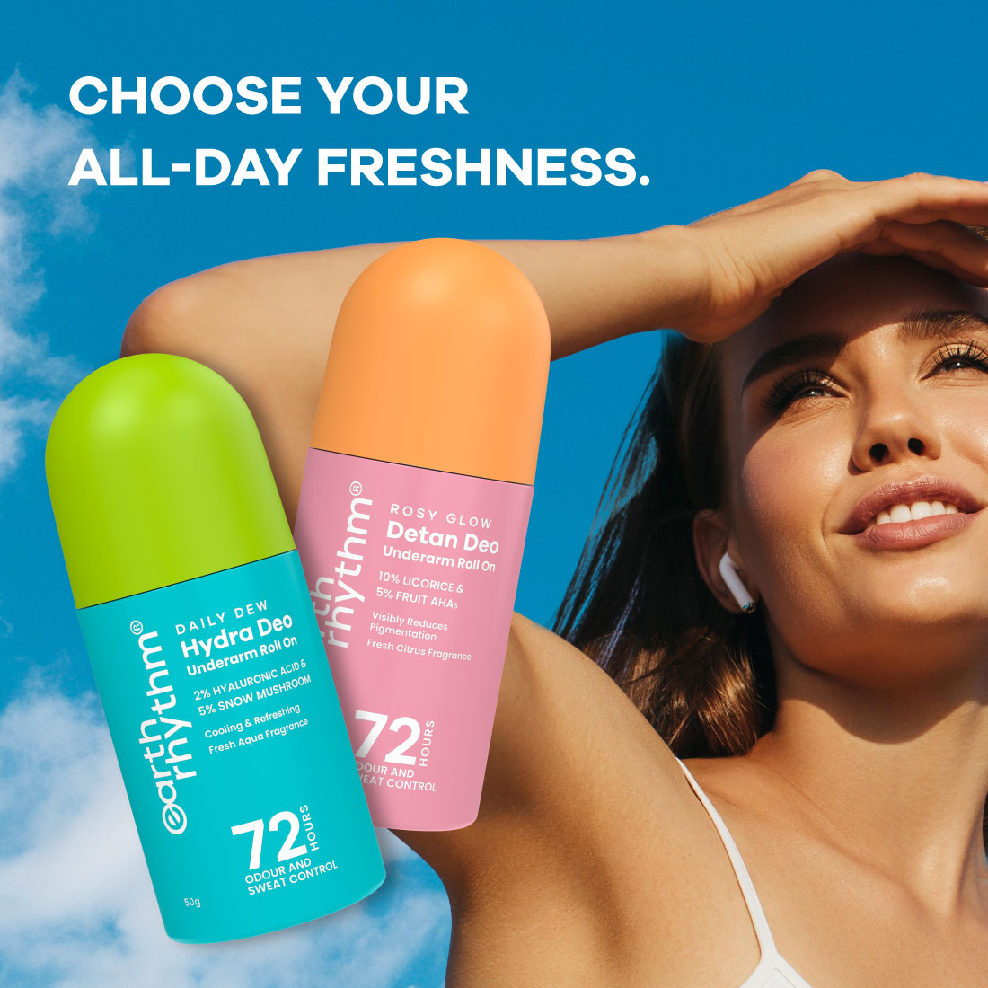 2% HA I Aqua Fresh Cooling Underarm roll on I No Aluminium I No Paraben I 50ml