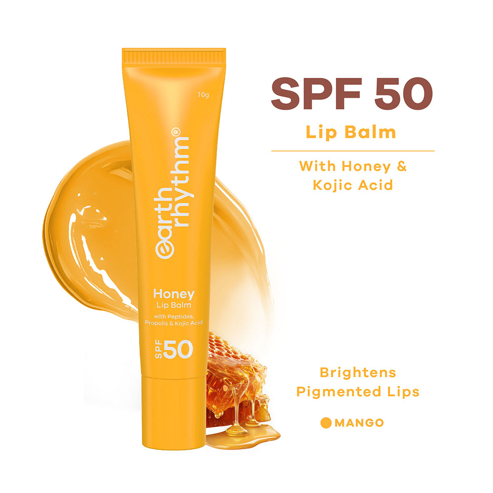 Honey Lip Balm SPF 50 Brightens Lips with Propolis,Peptides & Kojic Acid- 10 gm