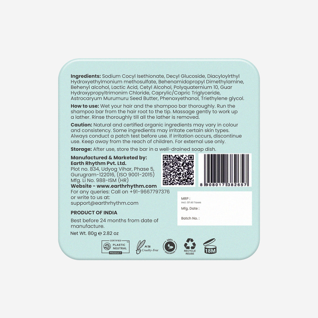 MURUMURU SHAMPOO BAR FOR DRY, CURLY & WAVY HAIR - (TIN PACK OF 2 )