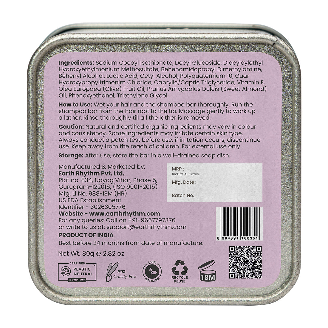 SHAMPOO BAR WITH BIOTIN, NIACINAMIDE & GINSENG EXTRACT
