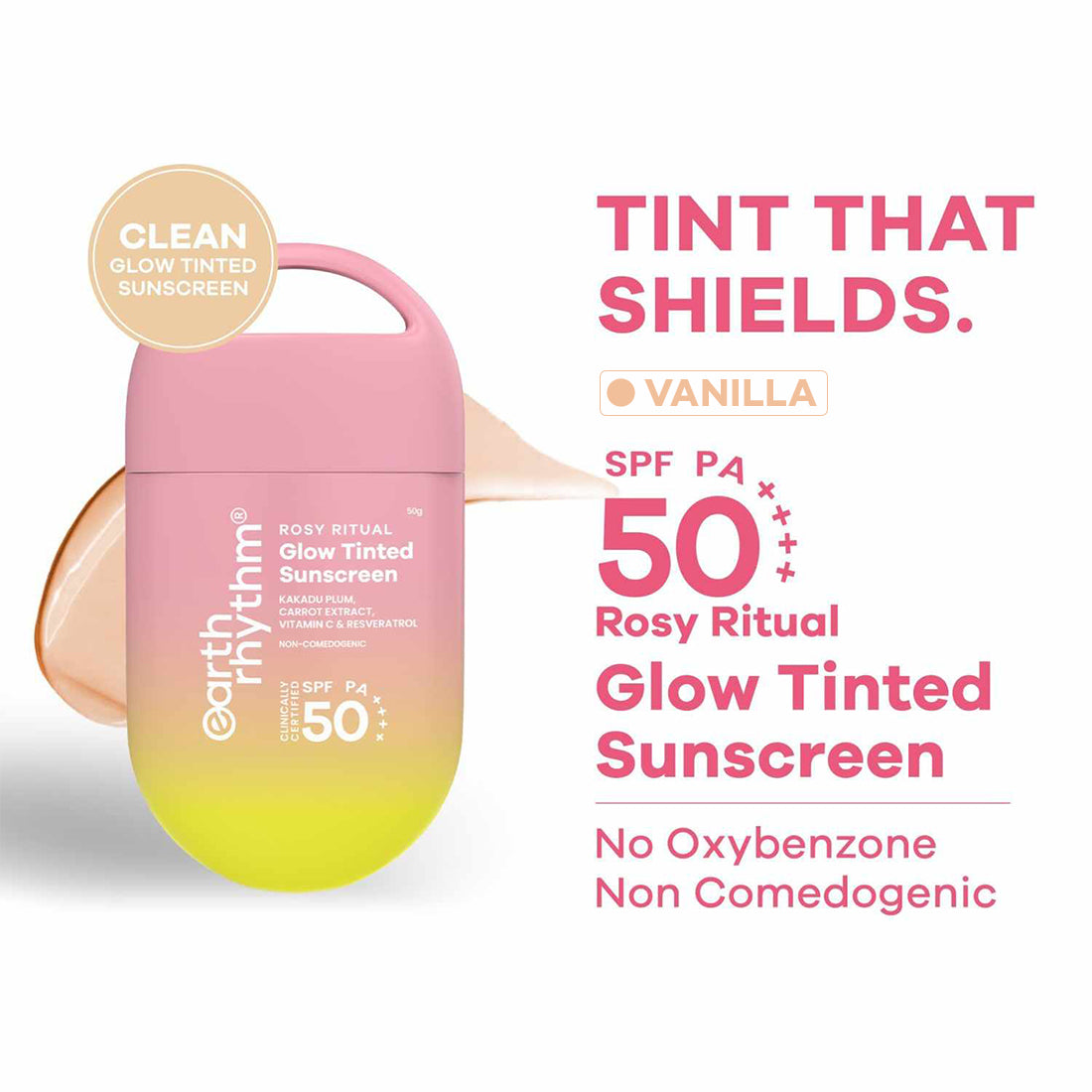 Rosy Ritual Glow Tinted Sunscreen SPF 50 PA ++++ with Vitamin C,No Oxybenzone - 50gm