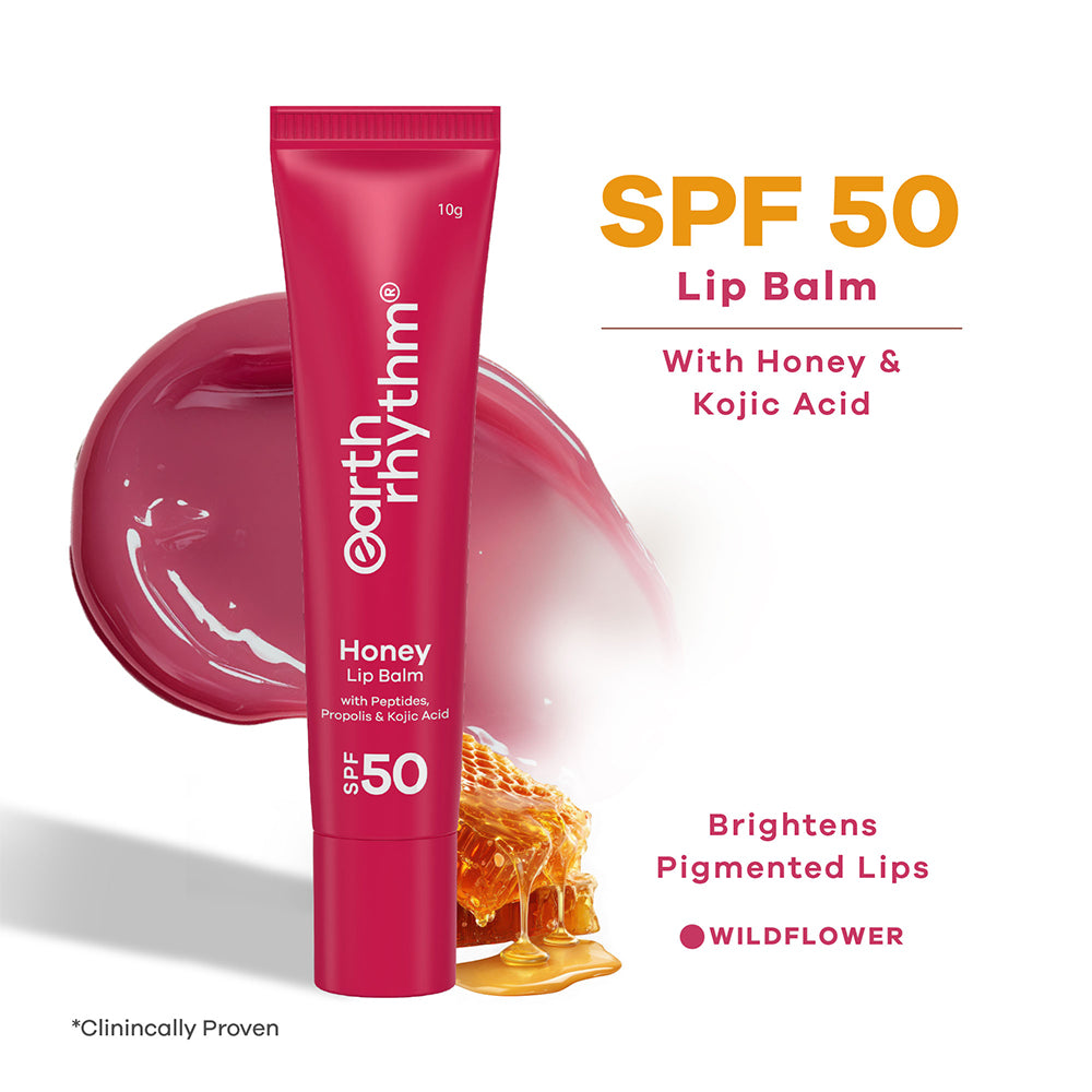 Honey Lip Balm SPF 50 Brightens Lips with Propolis,Peptides & Kojic Acid- 10 gm