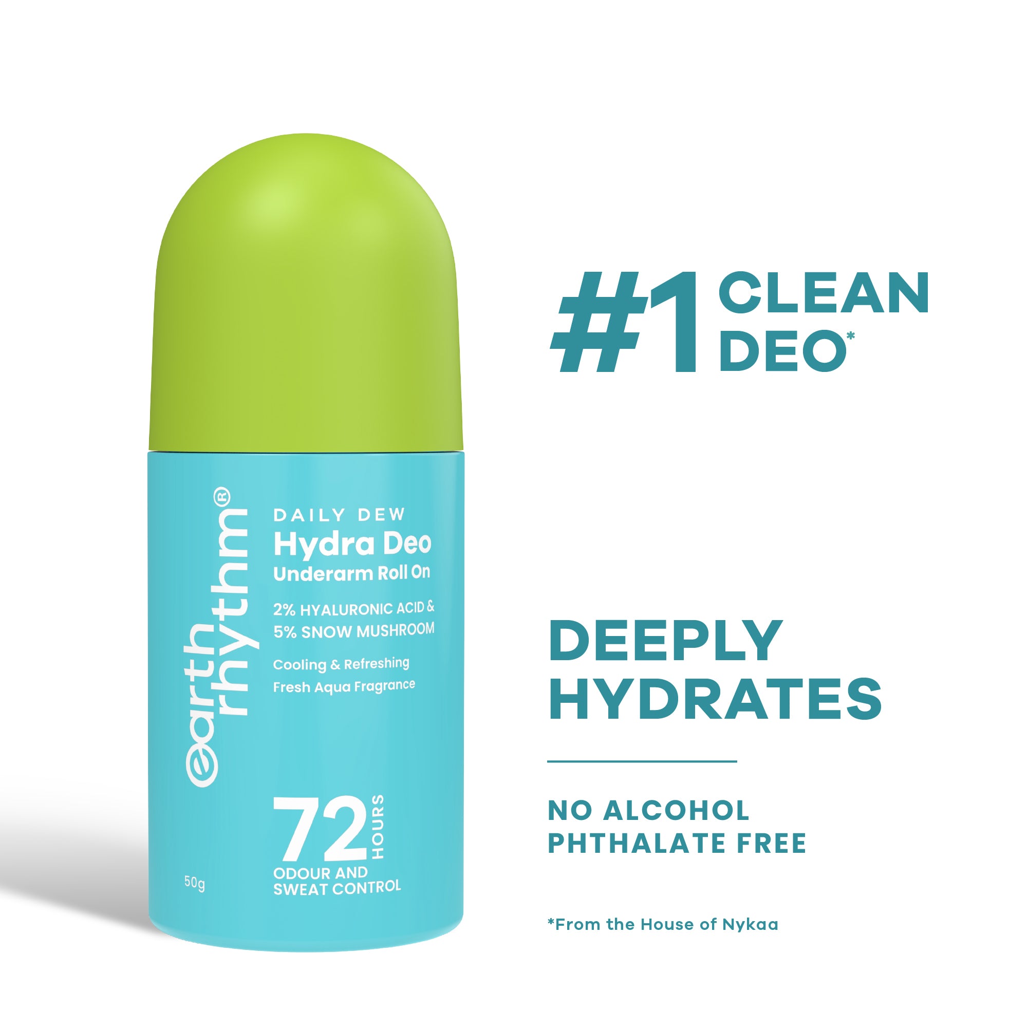 2% HA I  Aqua Fresh Cooling Underarm roll on I No Aluminium I No Paraben I 50ml