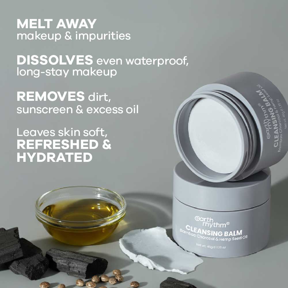 BAMBOO CHARCOAL & HEMP SEED OIL CLEANSING BALM - 40 gm