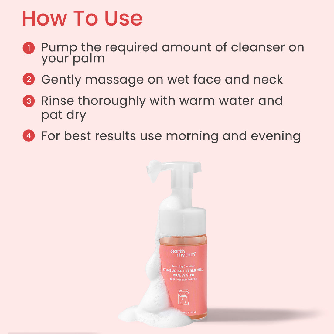 how to use Kombucha Foaming Face Wash