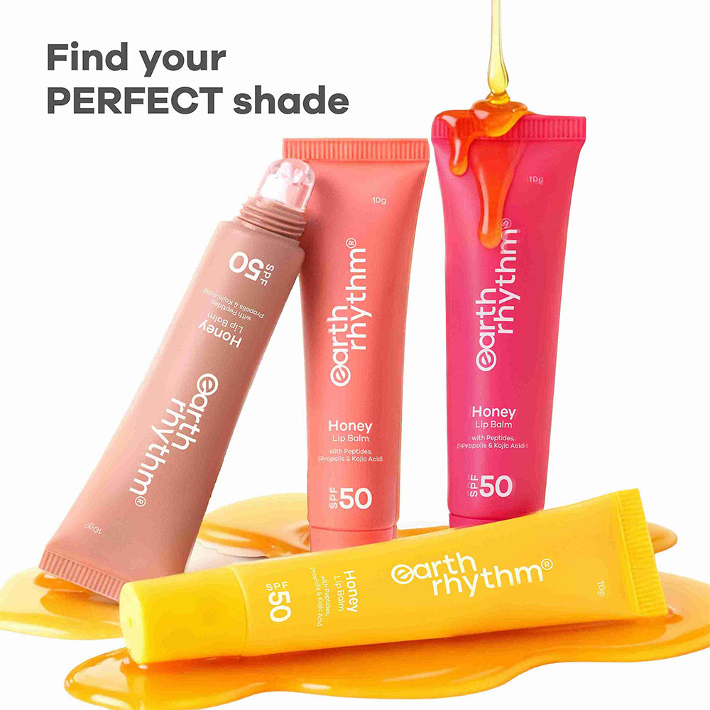 Honey Lip Balm SPF 50 Brightens Lips with Propolis,Peptides & Kojic Acid- 10 gm
