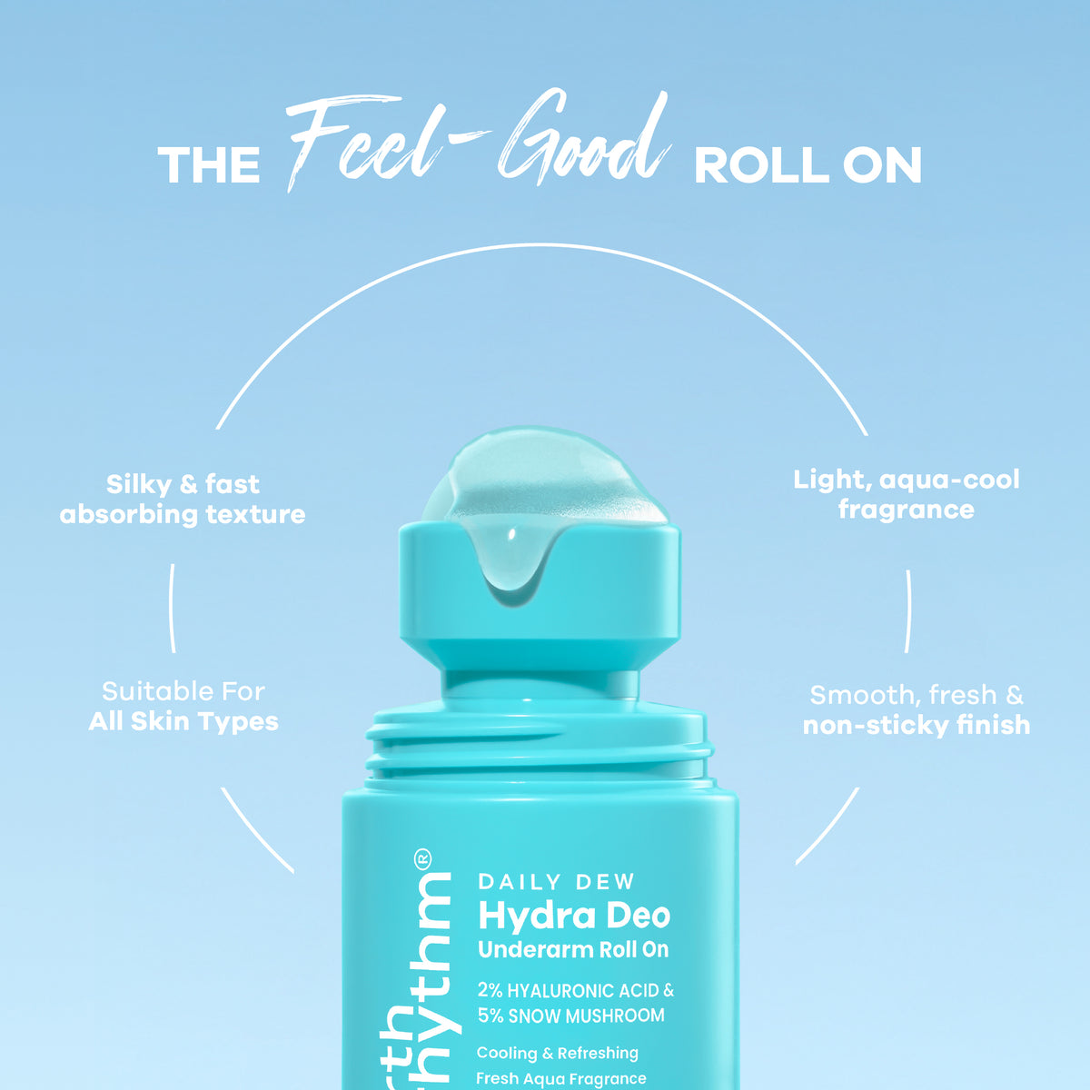 2% HA I  Aqua Fresh Cooling Underarm roll on I No Aluminium I No Paraben - 50g