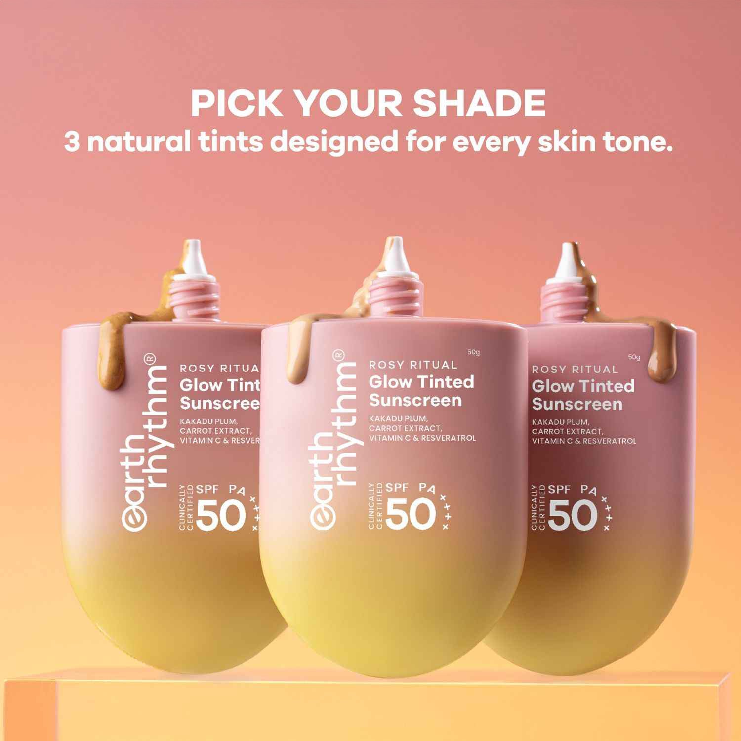 Rosy Ritual Glow Tinted Sunscreen SPF 50 PA ++++ with Vitamin C,No Oxybenzone - 50gm