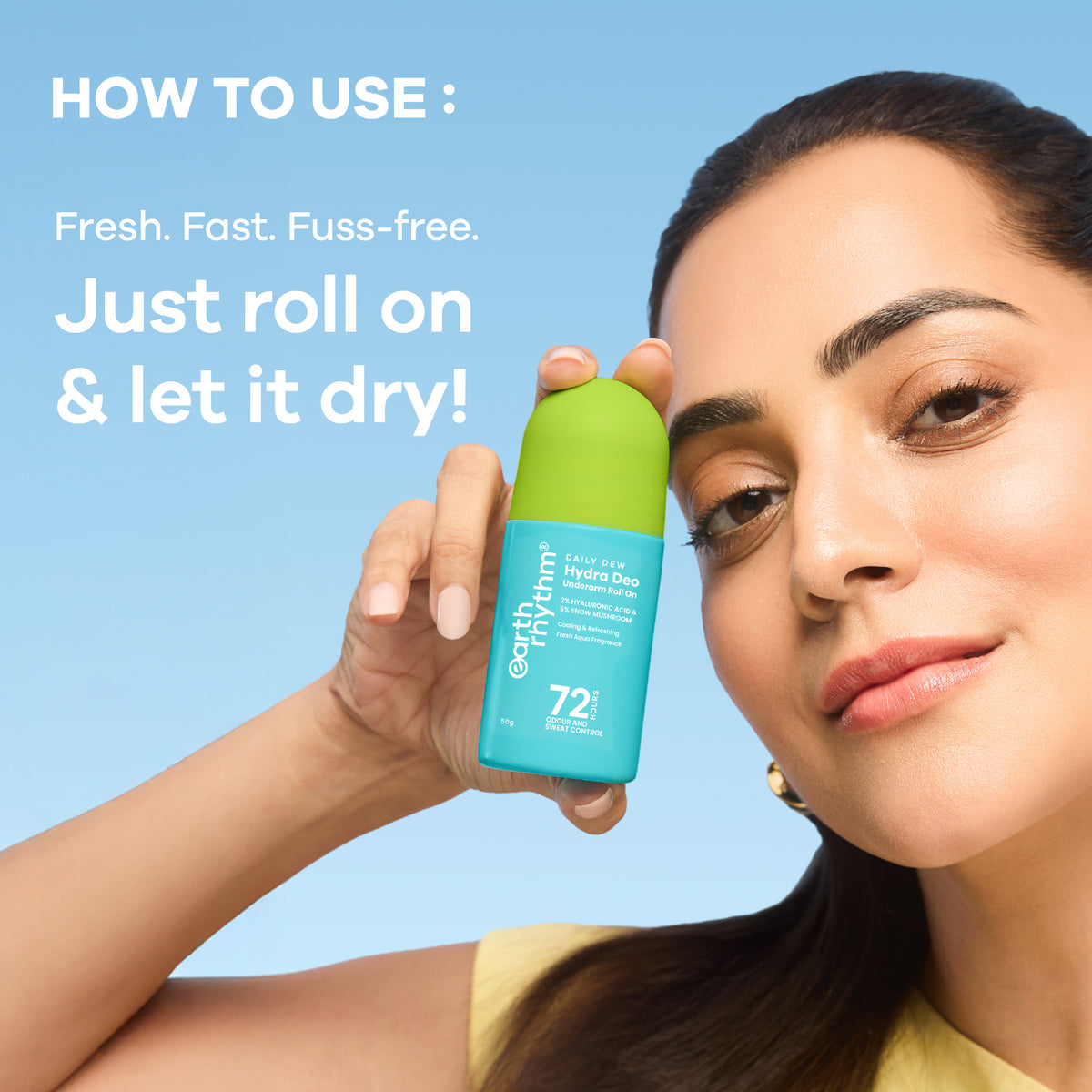 2% HA I  Aqua Fresh Cooling Underarm roll on I No Aluminium I No Paraben - 50g