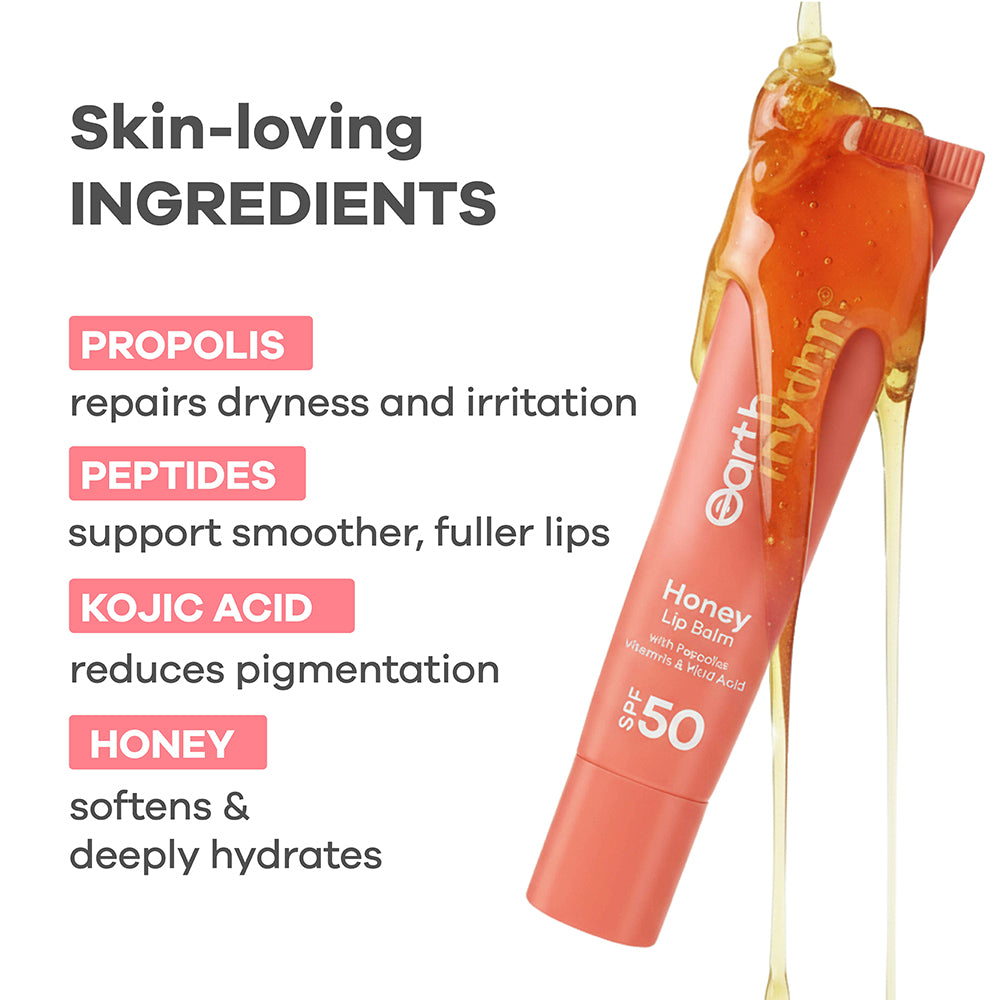 Honey Lip Balm SPF 50 Brightens Lips with Propolis,Peptides & Kojic Acid- 10 gm