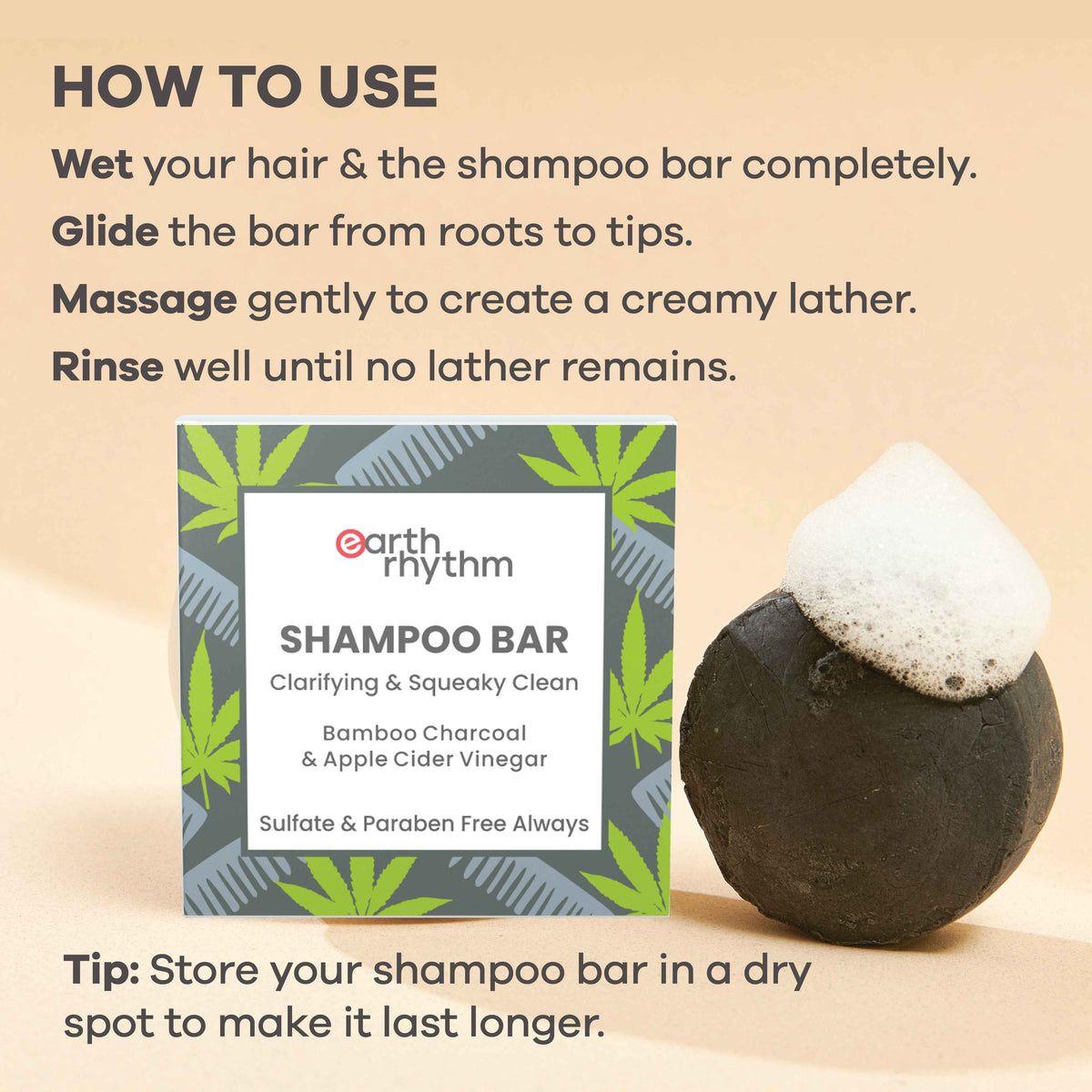 BAMBOO CHARCOAL SHAMPOO BAR - 80g