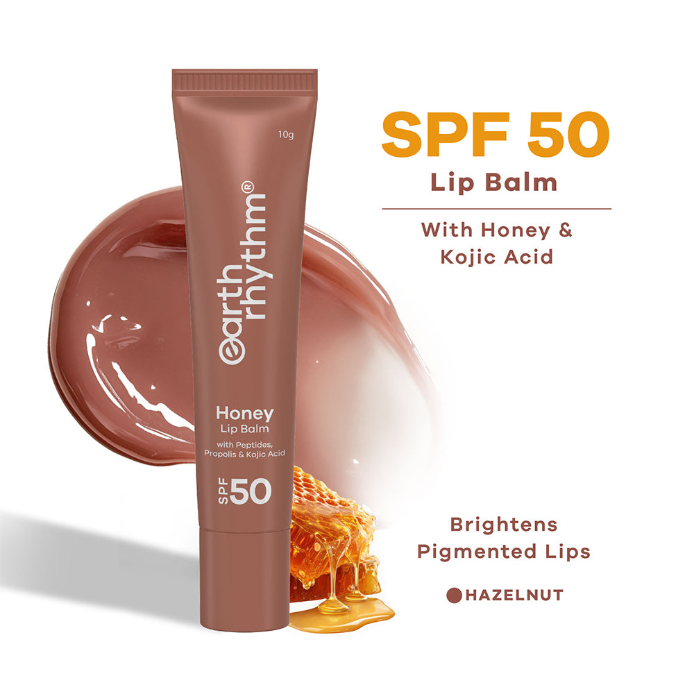 Honey Lip Balm SPF 50 Brightens Lips with Propolis,Peptides & Kojic Acid- 10 gm