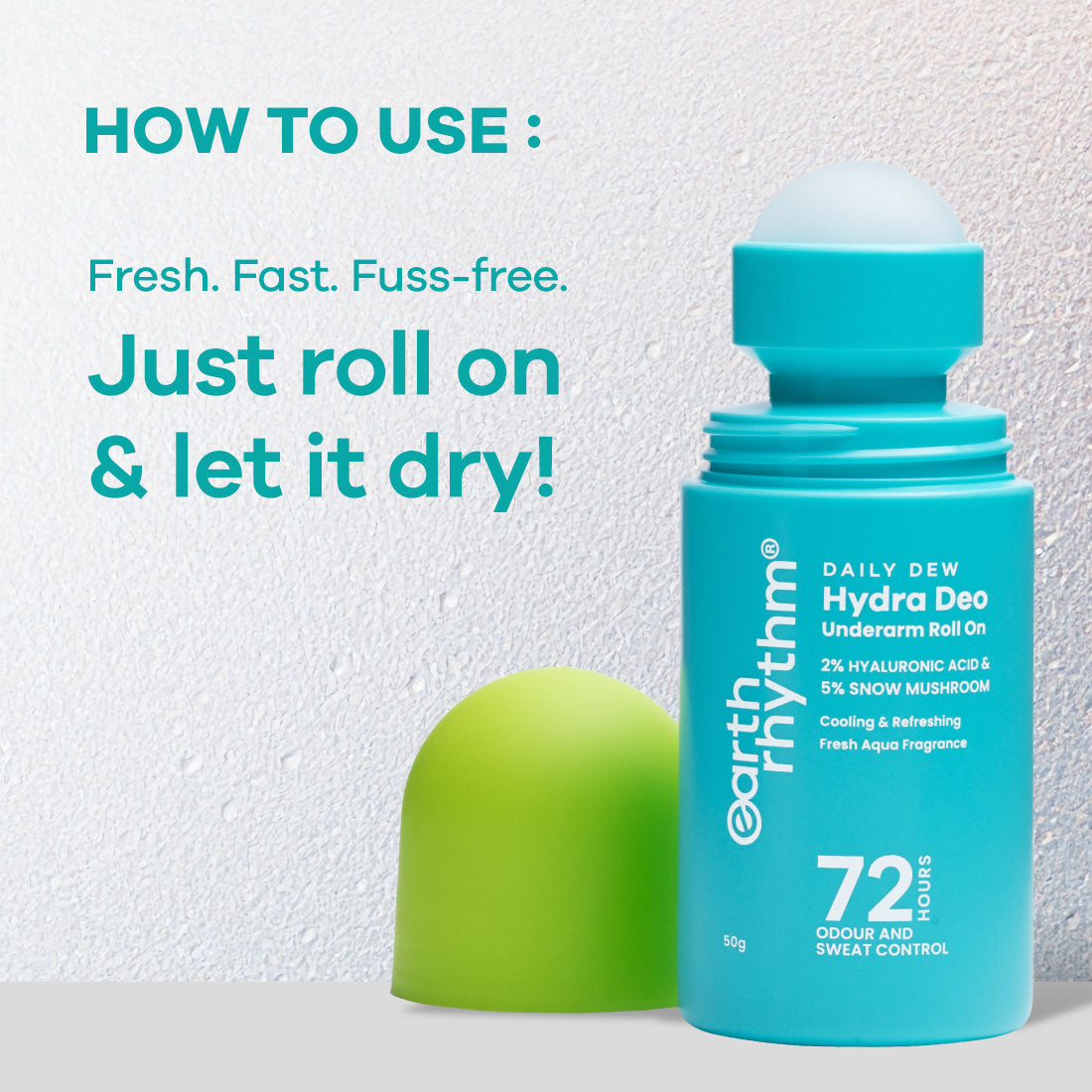 2% HA I  Aqua Fresh Cooling Underarm roll on I No Aluminium I No Paraben I 50ml