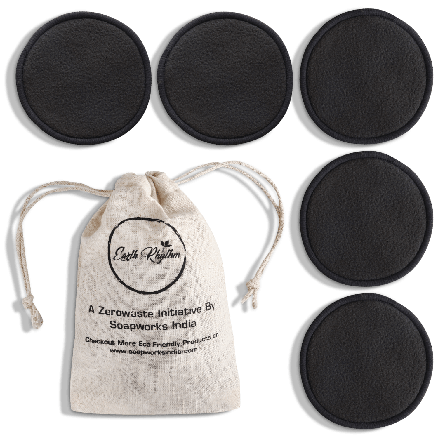 CHARCOAL BAMBOO FACIAL PADS (PACK OF 5)